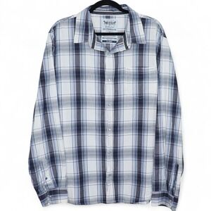 Levi's Button Down Pearl Snap Shirt Sz XL Blue Plaid Long Sleeve Casual Western